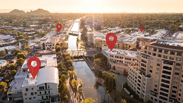 aerial view of old town scottsdale