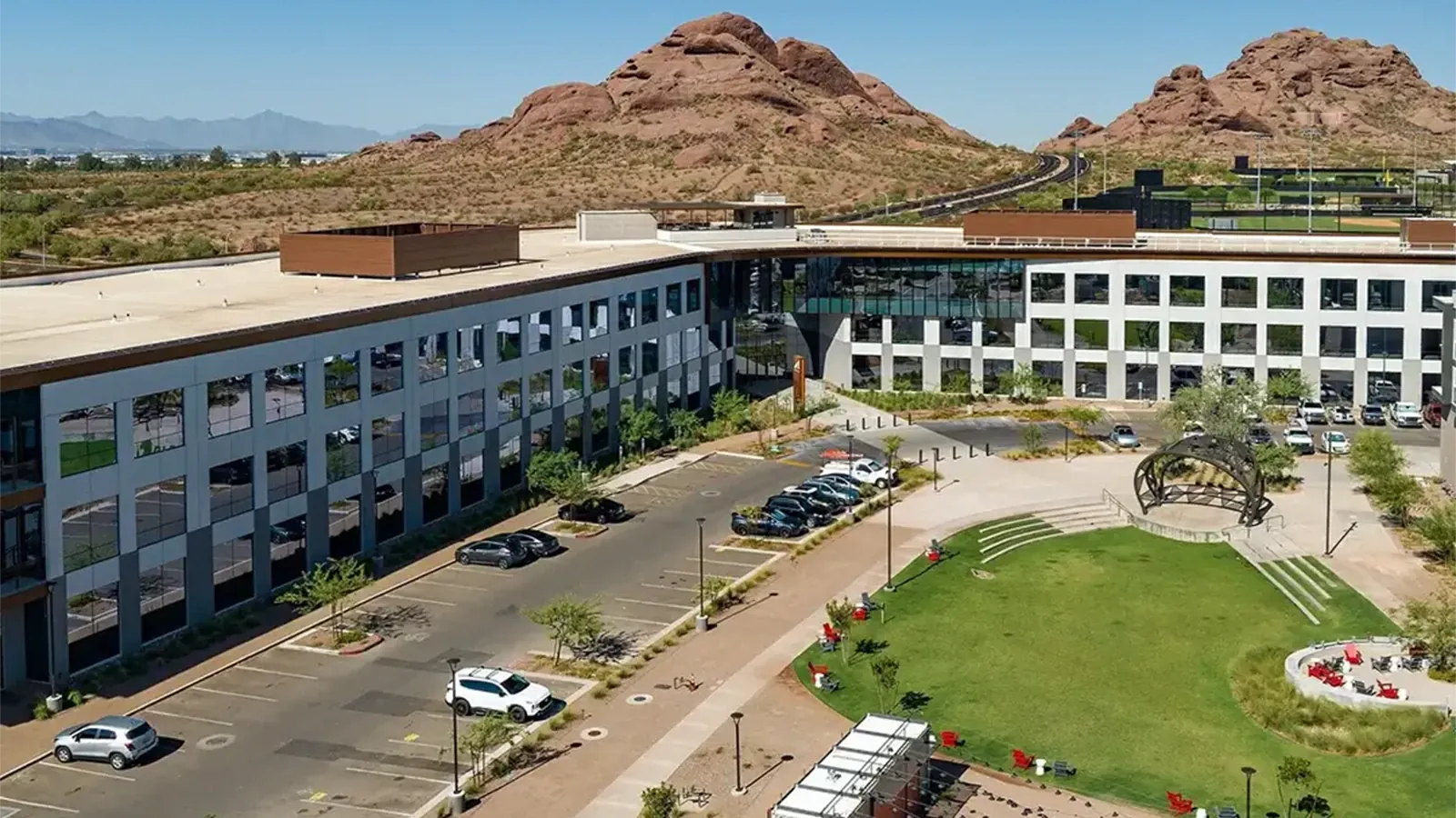 Entrada corporate offices with Papago mountains in the background