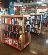 Shelves of books inside the Poisoned Pen store